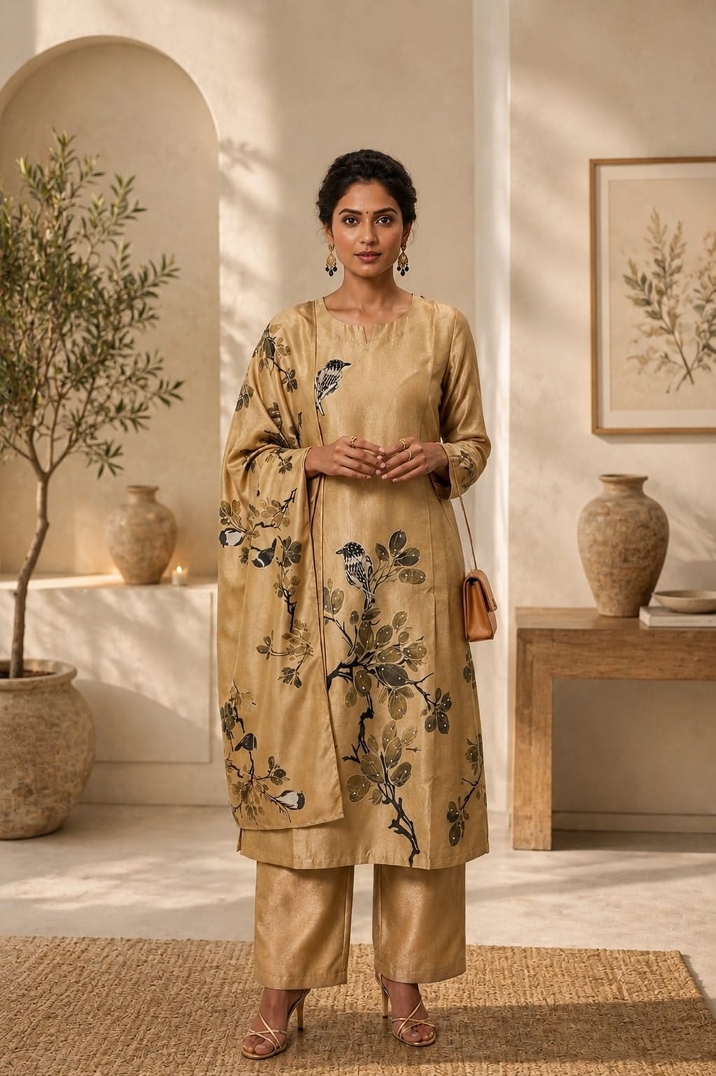 Bird Golden Kosa Silk