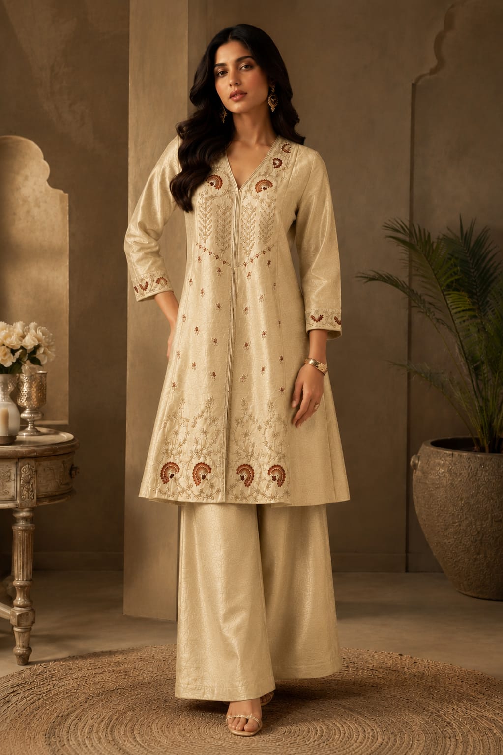 Ethereal Chanderi Silk Kurti Set