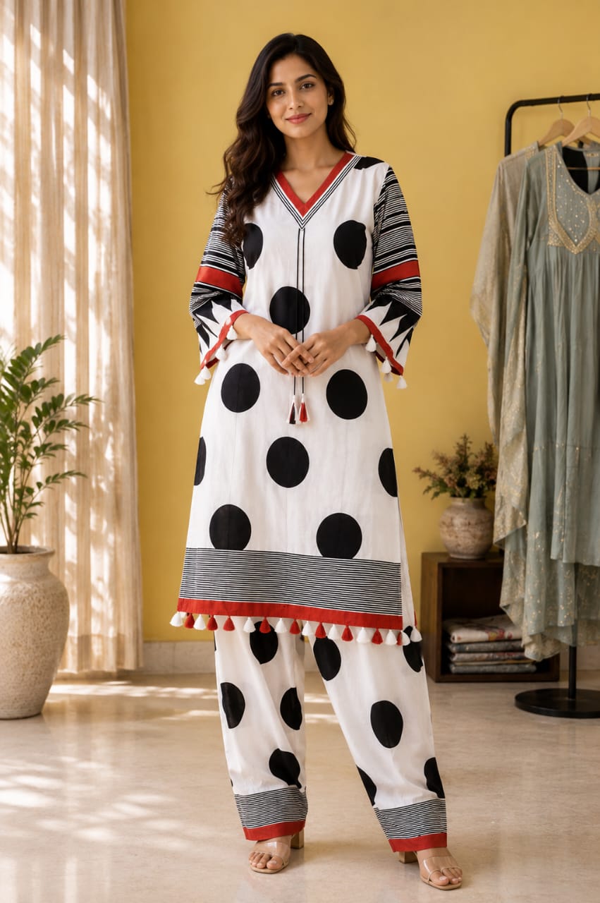Polka Print Farshi Salwar Set
