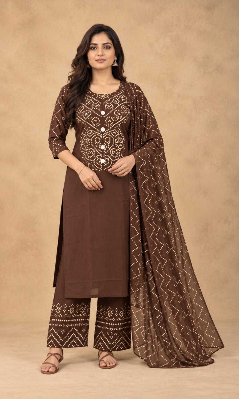 Mrittika Bandhani-inspired Suit Set