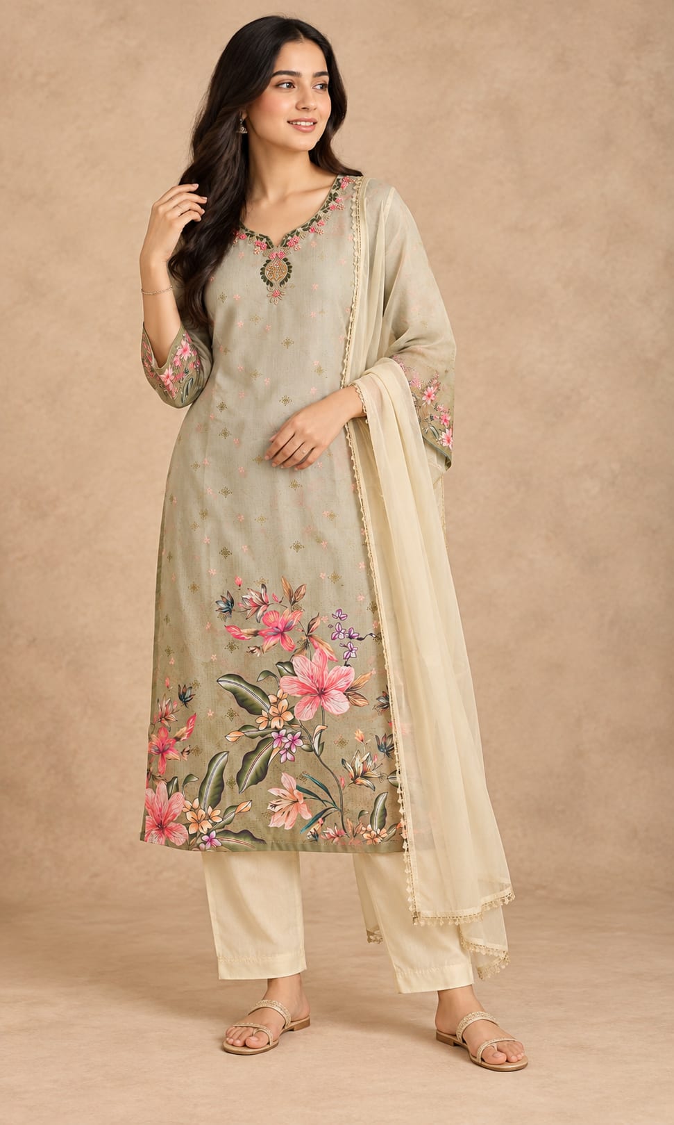 Floravelle Floral Embroidered Kurta Set