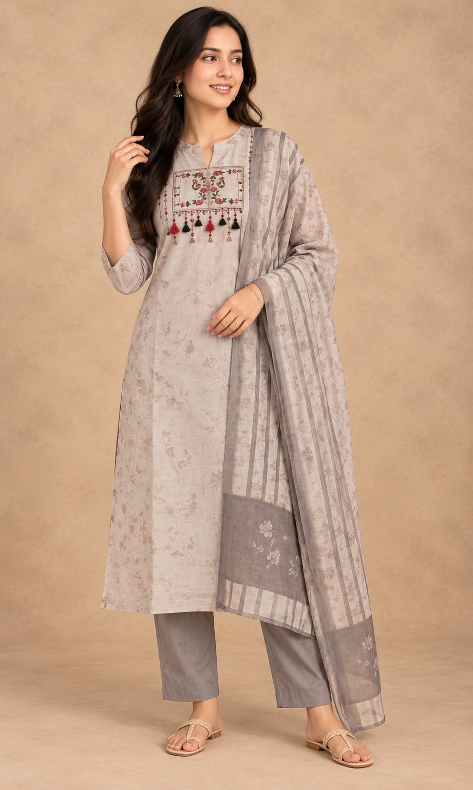 Gulnaar Cotton Floral Kurta Set
