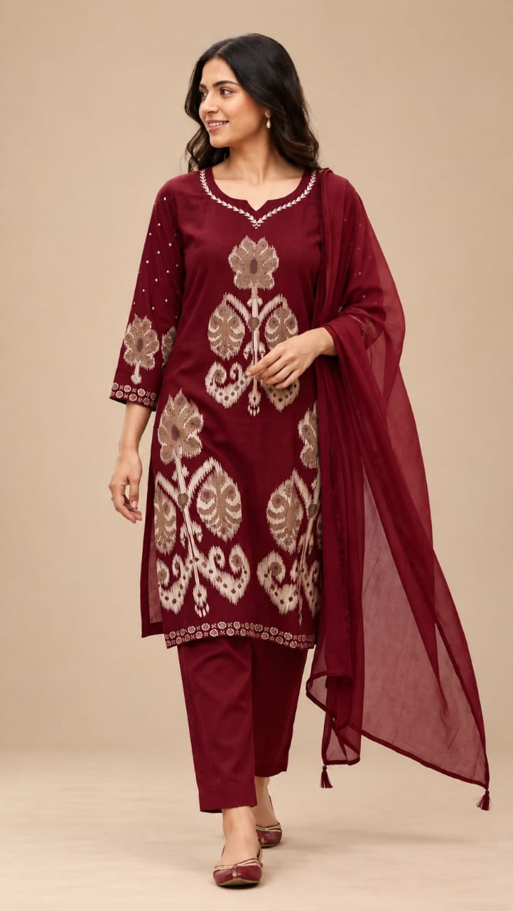 Muse Rayon Printed Kurta Set with Dupatta