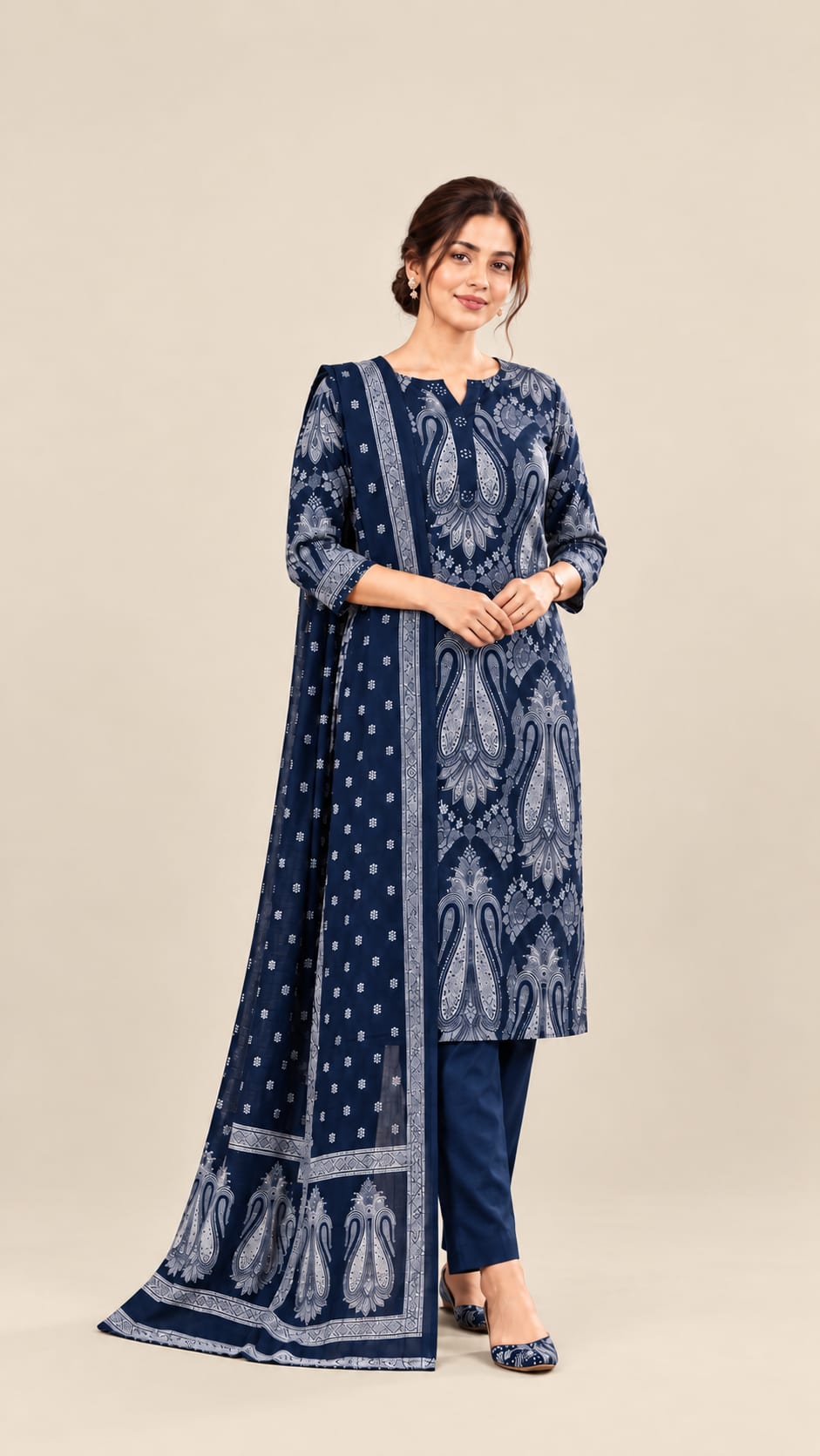 Navy Paisley Royale Printed Kurta Set